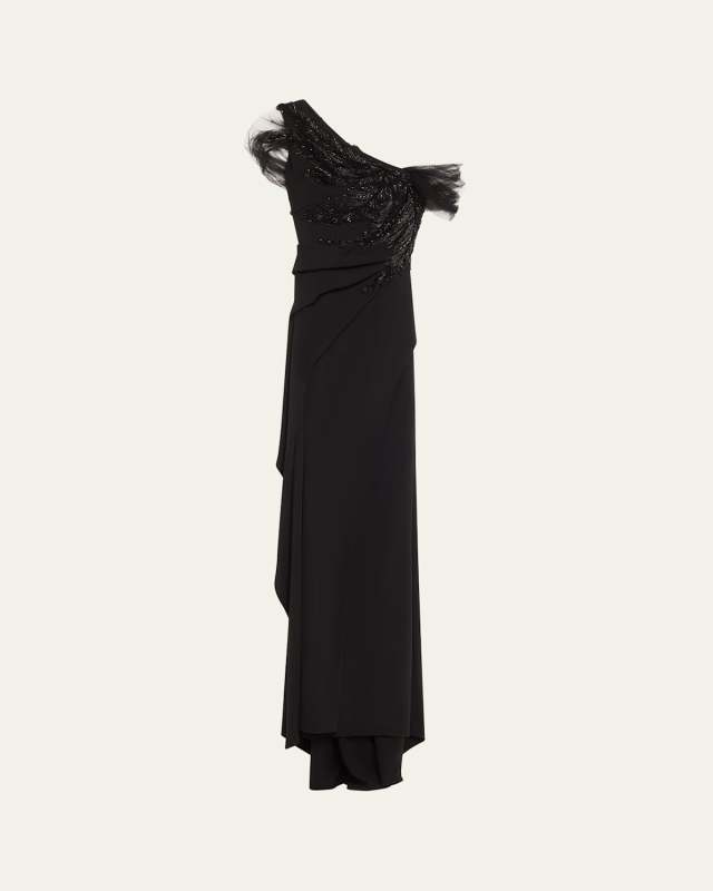 Imogen Beaded Tulle Draped Gown
